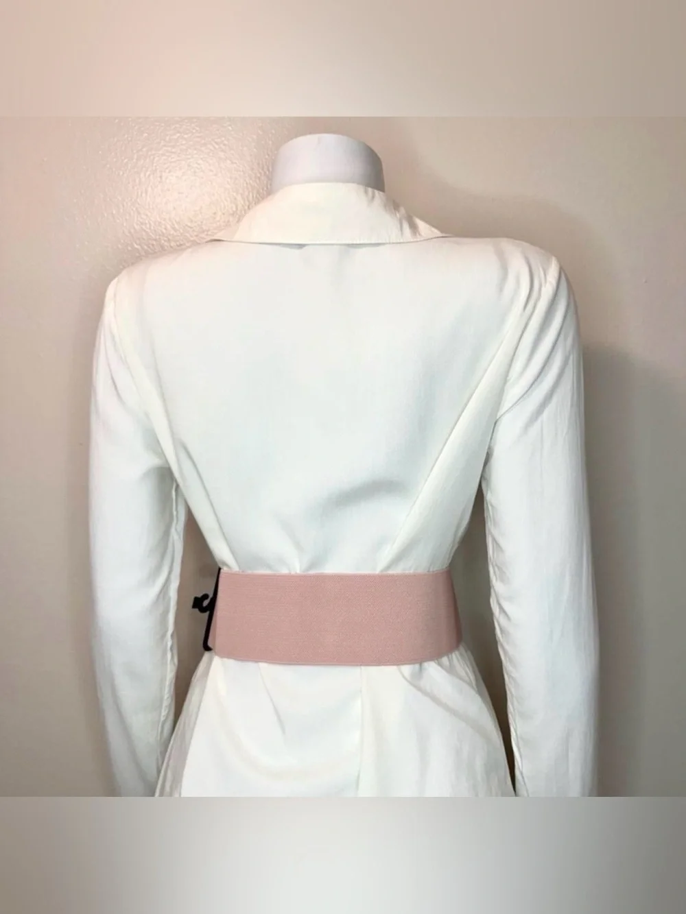 Light pink statement satin flower wide elastic waistband belt